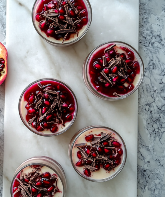 Vanilla-Infused Panna Cotta With Pomegranate Glaze