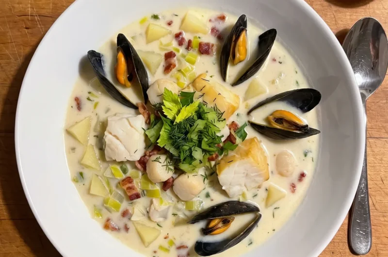 Gordon Ramsay's Smoked Cod Chowder with Fresh Cod, Mussels and Scallops